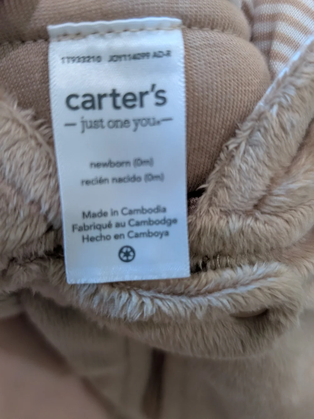Lot Of Carter's Newborn Cozy Plush Bunting Suits In Taupe